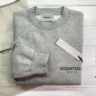 フィアオブゴッド(FEAR OF GOD)の新品【メンズXS】★エッセンシャルズ★袖ロゴ入り厚手トレーナー/グレー(スウェット)