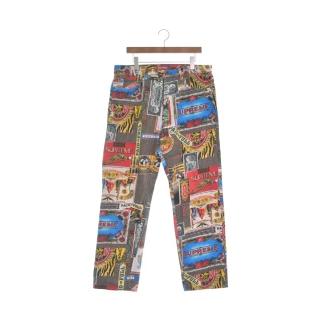 Supreme シュプリーム チノパン 34(XL位) 茶系x白x赤等(総柄) 【古着