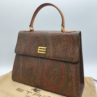 エトロ(ETRO)の美品✨エトロ ハンドバッグ ペイズリー ゴールド金具 レザー ブラウン(ハンドバッグ)