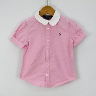 ポロラルフローレン(POLO RALPH LAUREN)のポロ・ラルフローレン 半袖シャツ 丸襟 クレリック ロゴ パフスリーブ トップス キッズ 女の子用 110サイズ ピンク POLO RALPH LAUREN(その他)