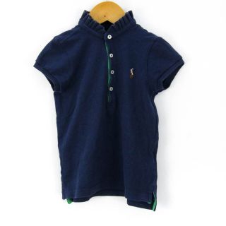 ポロラルフローレン(POLO RALPH LAUREN)のポロ・ラルフローレン 半袖ポロシャツ フリルネック ロゴ トップス ストレッチ キッズ 女の子用 4サイズ ネイビー POLO RALPH LAUREN(Tシャツ/カットソー)