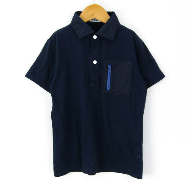 ファミリア 半袖ポロシャツ 胸ポケット トップス シンプル キッズ 男の子用 130サイズ ネイビー Familiar