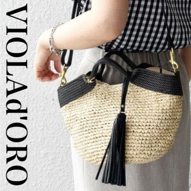 定価17,600円【美品】ヴィオラドーロ ラフィア2wayかごバッグSサイズ