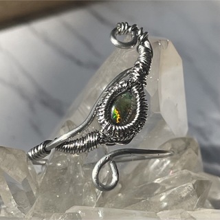 R21. 天然石ワイヤーリング ブラックオパール エチオピア産AA (リング(指輪))
