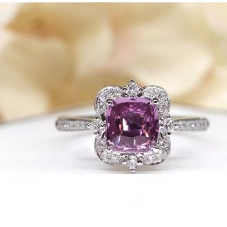 天然 非加熱パパラチアサファイア ダイヤ リング1.04ct k18 f