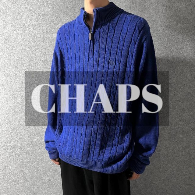 ART VINTAGE - 【CHAPS】ハーフジップ 刺繍ロゴ ケーブルニット
