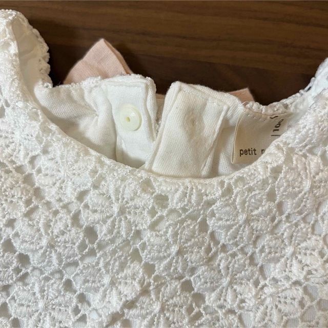 petit main(プティマイン)のpetit main♡100cmトップス(トーションレース.リボン) キッズ/ベビー/マタニティのキッズ服女の子用(90cm~)(Tシャツ/カットソー)の商品写真