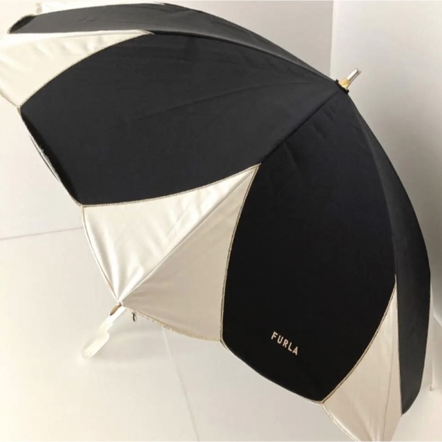 新品⭐️ FURLA フルラ 日傘 晴雨兼用傘 フラワーカラーブロック 黒