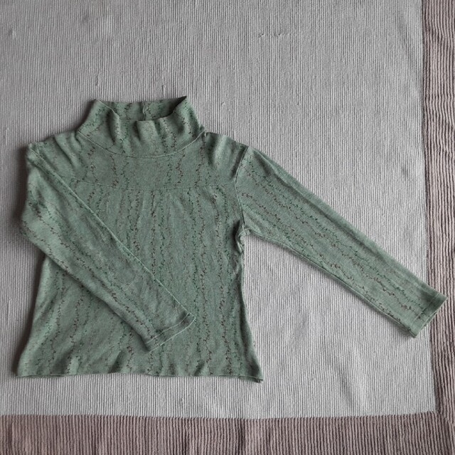 レディース ウール混 長袖カットソー グリーン S レディースのトップス(カットソー(長袖/七分))の商品写真