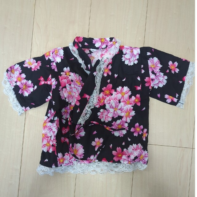 【サイズ95】花柄レース甚平（スカートタイプ） キッズ/ベビー/マタニティのキッズ服女の子用(90cm~)(甚平/浴衣)の商品写真