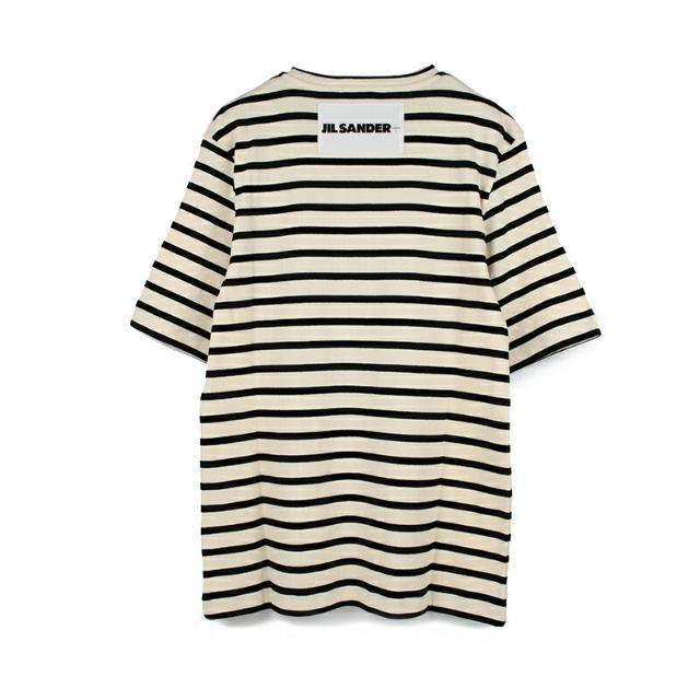 JIL SANDER+ ジルサンダー オフホワイトストライプ半袖Tシャツ  イタリア正規品 J47GC0109 J46497 080 新品 メンズ オフホワイトTシャツ/カットソー(半袖/袖なし)