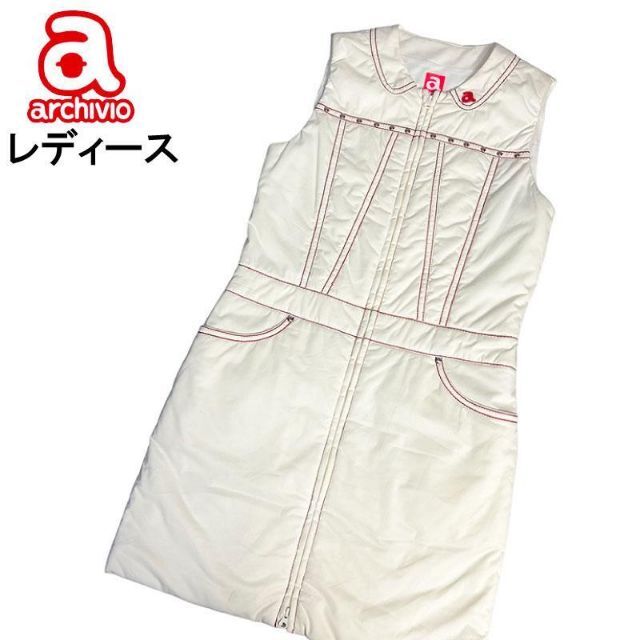 ARCHIVIO アルチビオ ノースリーブ 中綿ジップワンピースホワイト36