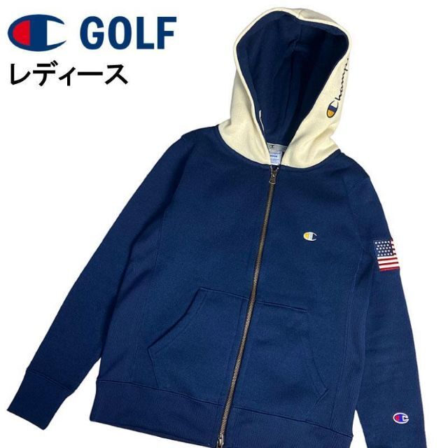 Champion(チャンピオン)のチャンピオンゴルフ 裏起毛ニットジップパーカー ネイビー M スポーツ/アウトドアのゴルフ(ウエア)の商品写真