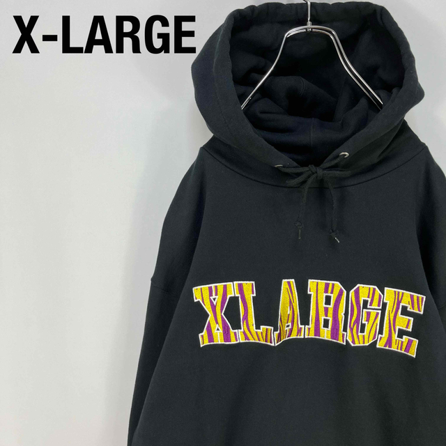 XLARGE エクストララージ ゼブラ 刺繍ロゴ プルオーバーパーカー