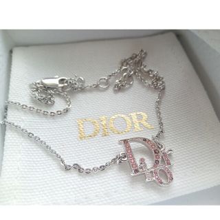 Dior - 超希少 Christian Dior ピンク ロゴ ラインストーン ネックレス