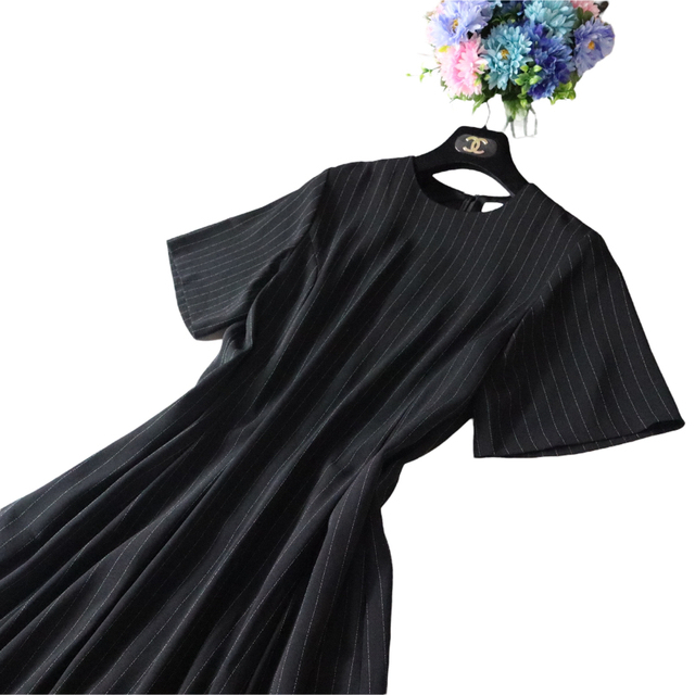 履き心地◎ ADORE 定価50600円バックサテンストライプメッシュヘム