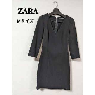 ザラ(ZARA)のZARA ワンピース ファスナー ブラック ミニワンピ M(ミニワンピース)