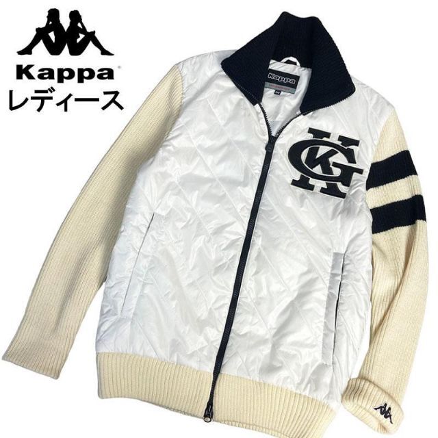 Kappa(カッパ)のKAPPA カッパ ナイロン切替ニットブルゾン ホワイト M ☆ スポーツ/アウトドアのゴルフ(ウエア)の商品写真