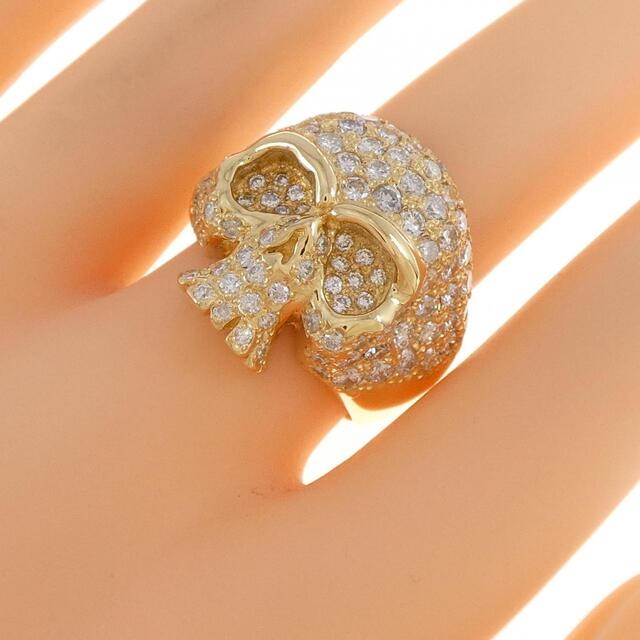 【新品】K18YG スカル ダイヤモンド リング 2.50CT レディースのアクセサリー(リング(指輪))の商品写真