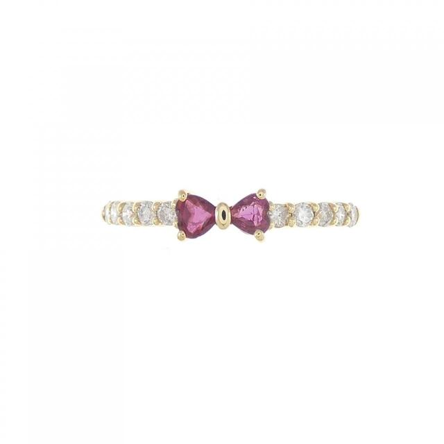 K18YG リボン ルビー リング 0.23CT 1