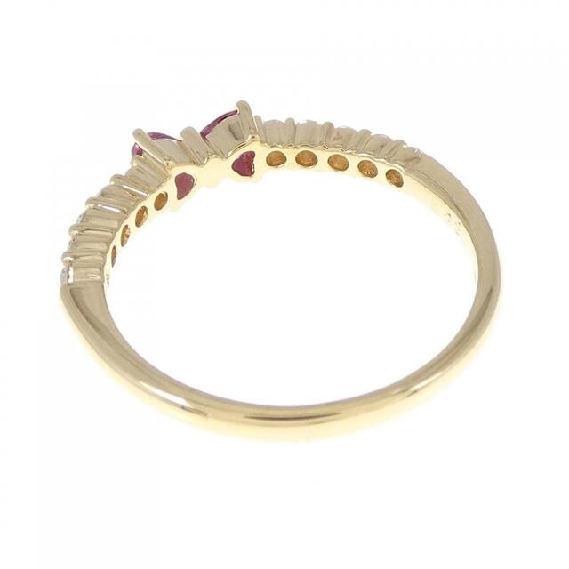 K18YG リボン ルビー リング 0.23CT 2