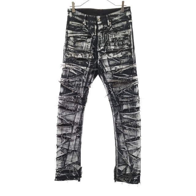 DRKSHDW ダークシャドウ DETROIT CUT JEANS DU02A3366-SWFD デストロイクラッシュ ペイント加工デニムパンツ ブラック/ホワイト