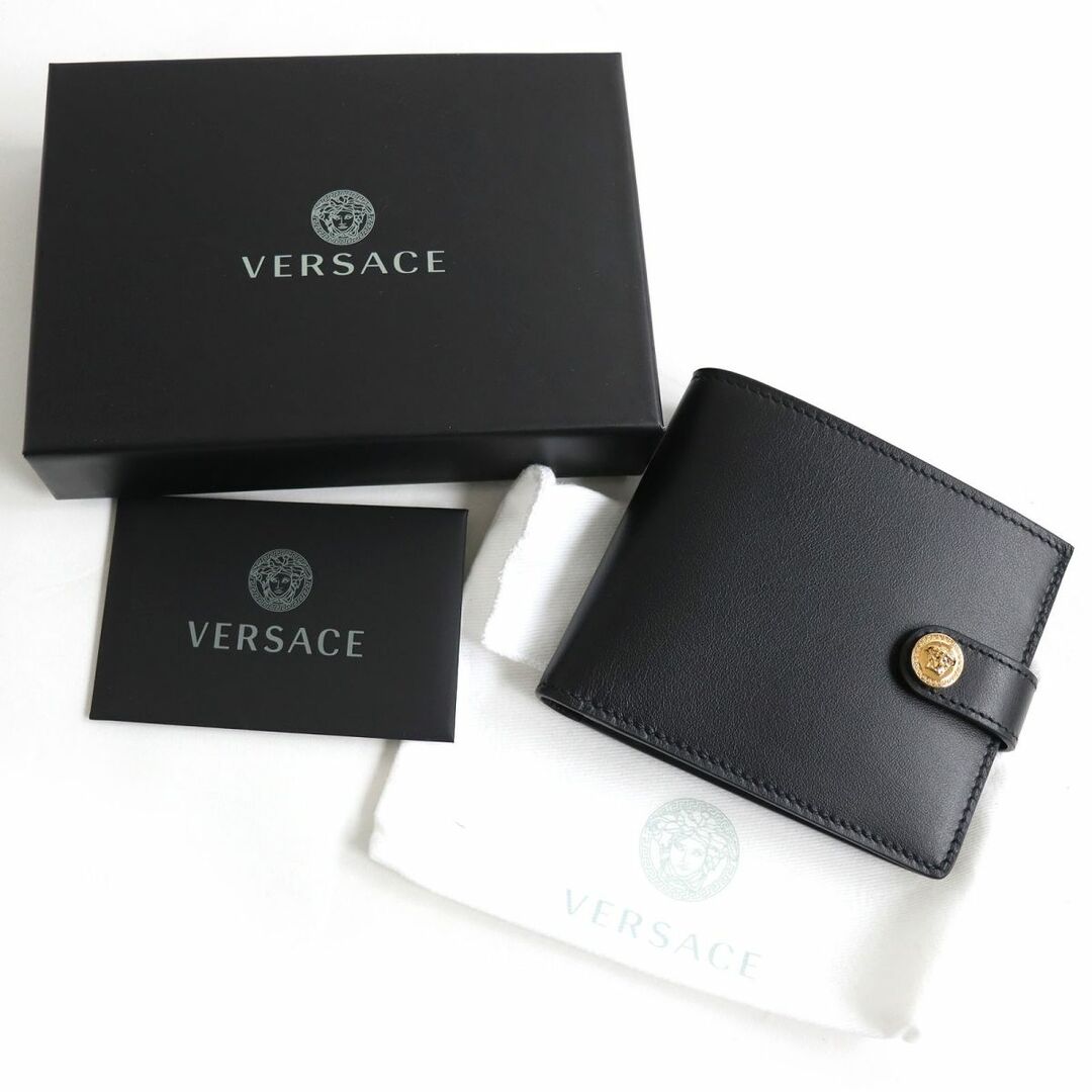 未使用 VERSACE ヴェルサーチ レザー二つ折り財布 メデューサ 黒