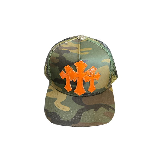 leather cross custom meshcap camo×orange帽子