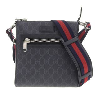 グッチ(Gucci)のグッチ GUCCI GGスプリーム スモールメッセンジャーバッグ ショルダーバッグ レザー ブラック/グレー 523599 中古 新入荷 GU0483(ショルダーバッグ)