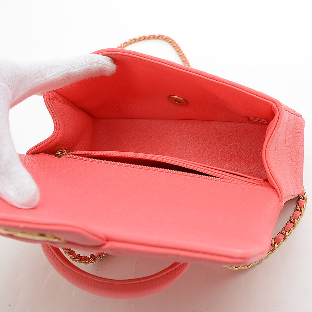 CHANEL(シャネル)のシャネル トップハンドル ミニフラップバッグ 2Wayバッグ ピンク ゴールド金 レディースのバッグ(ハンドバッグ)の商品写真