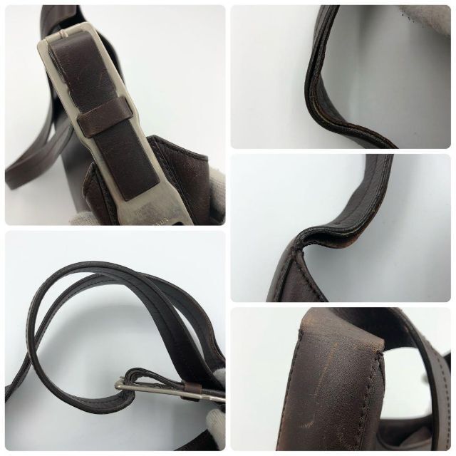 美品✨️プラダ ハーフムーン エンボス 刻印 ワンショルダー レザー