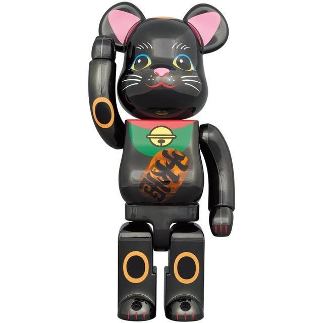 BE@RBRICK 招き猫 黒メッキ 発光 400％