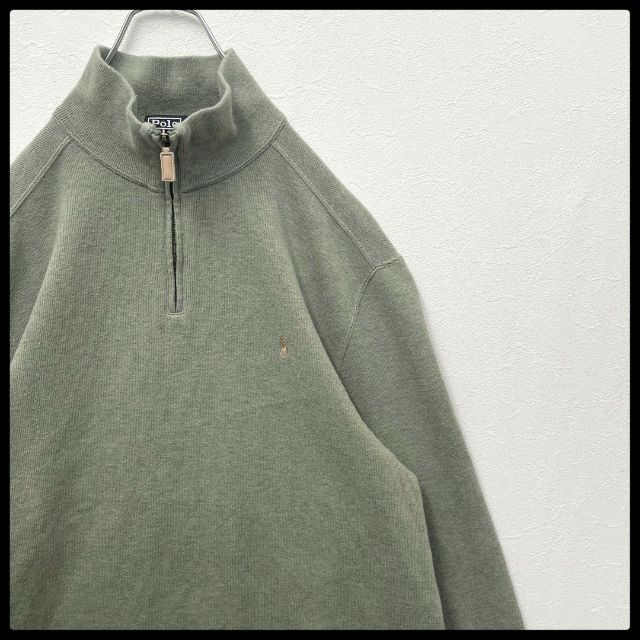 至高の逸品】ポロラルフローレン 90s ハーフジップスウェット 若草色