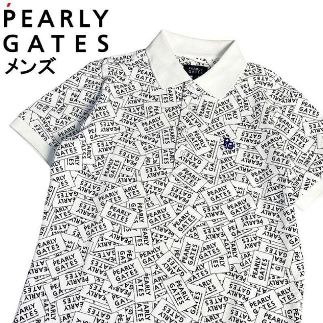 パーリーゲイツ 2021年モデル 半袖ポロシャツ ロゴ刺繍 総柄 ホワイト 3