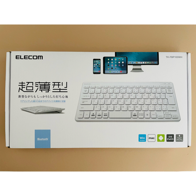 ELECOM(エレコム)のELECOM 超薄型 Bluetooth キーボード TK-FBP100WH スマホ/家電/カメラのPC/タブレット(PC周辺機器)の商品写真