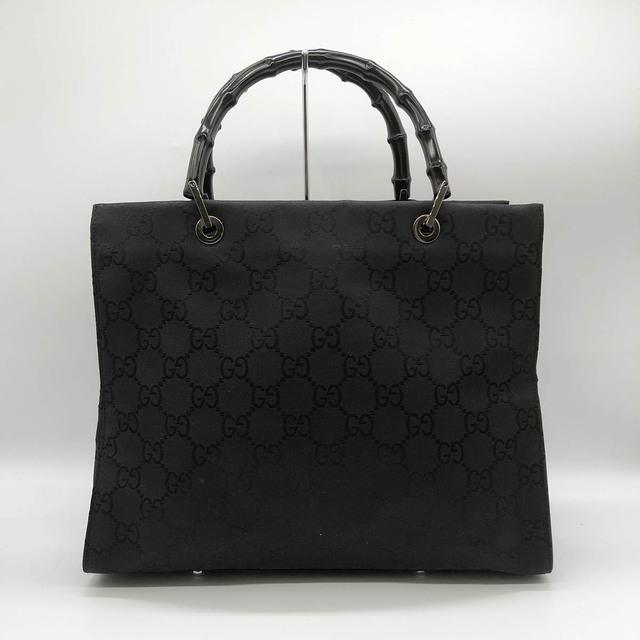 美品 GUCCI 【グッチ】 002 1010 バンブー GG柄 ハンドバッグ ブラック