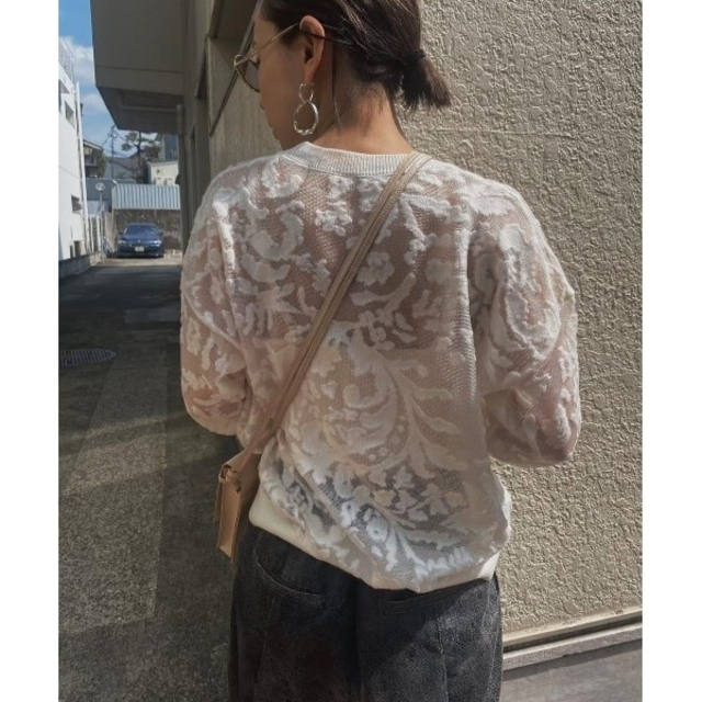 Ameri vintage DEVORER FLOWER SHEER TOP - カットソー(長袖/七分)