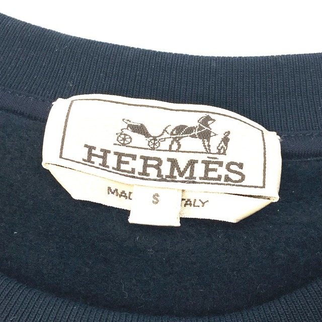 Hermes(エルメス)のエルメス HERMES ホース レザーパッチ シュバル 馬 スウェット トップス 長袖 アパレル トレーナー コットン ブラック メンズのトップス(その他)の商品写真