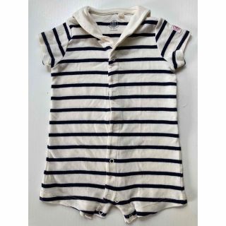 プチバトー(PETIT BATEAU)のプチバトー 襟付きロンパース  3m 60cm  ボーダー(ロンパース)