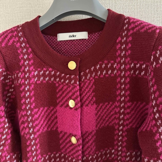 シェリエ sheller 今期modefullチェックカーディガン 美品 【全品送料