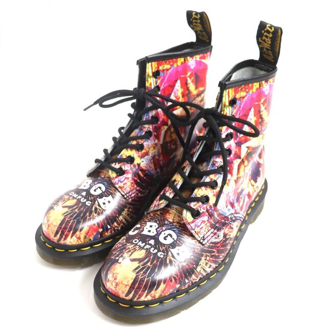 未使用品▼Dr.Martens ドクターマーチン CBGB X OMFUG 25918102 1460 8ホール プリント柄 レザーブーツ マルチカラー UK6 メンズ 箱付き