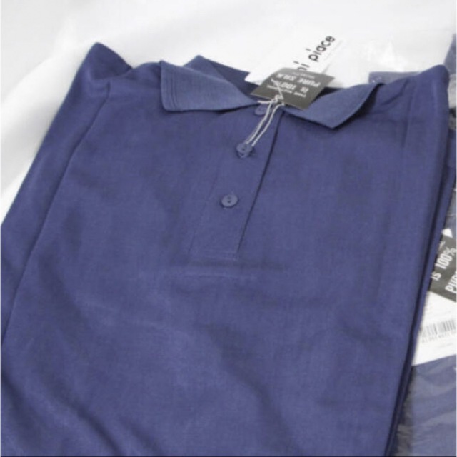 100%シルク絹生地　半袖ポロシャツ　Lサイズ ブルー　タグ付き　新品未使用 メンズのトップス(ポロシャツ)の商品写真