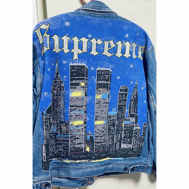 New York Painted Trucker Jacket Blue