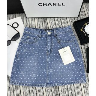 未使用 タグ付き CHANEL シャネル デニム お刺繍 ワッペン スカート