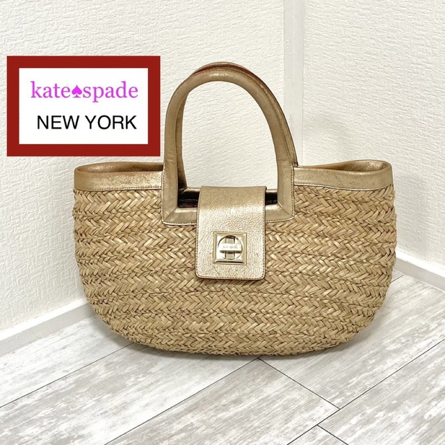 kate spade new york(ケイトスペードニューヨーク)のケイトスペード ストロー素材 レディース かごバッグ トートバッグ レディースのバッグ(トートバッグ)の商品写真