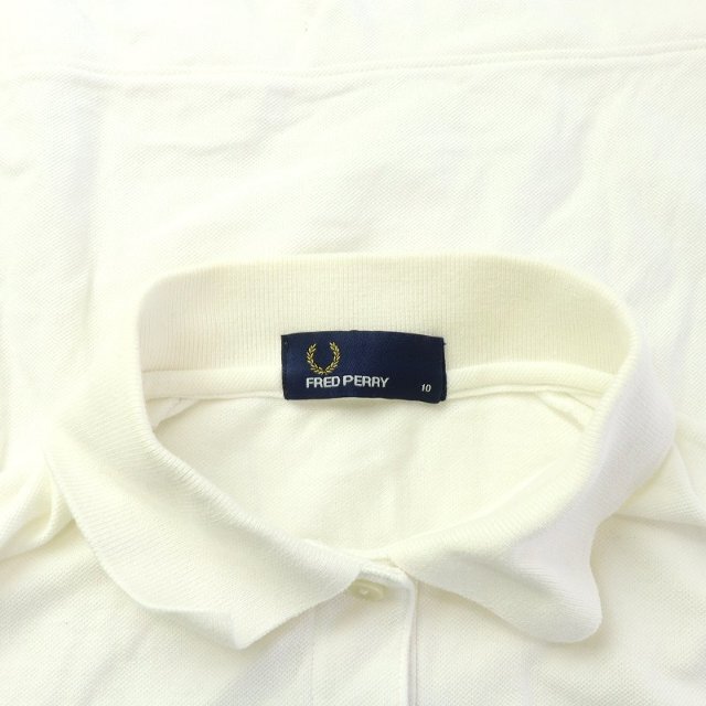 FRED PERRY(フレッドペリー)のフレッドペリー コットンAラインポロシャツ 半袖 ハーフボタン 10 M 白 レディースのトップス(ポロシャツ)の商品写真