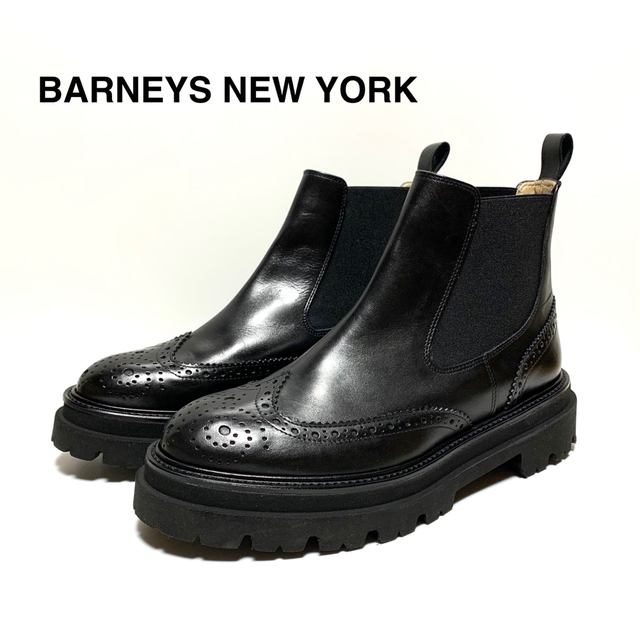 BARNEYS NEW YORK(バーニーズニューヨーク)の美品 バーニーズニューヨーク サイドゴア レザー ショートブーツ 黒 イタリア製 レディースの靴/シューズ(ブーツ)の商品写真