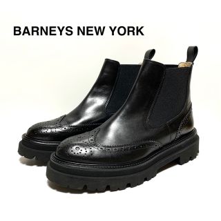 バーニーズニューヨーク(BARNEYS NEW YORK)の美品 バーニーズニューヨーク サイドゴア レザー ショートブーツ 黒 イタリア製(ブーツ)