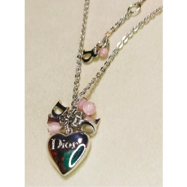 美品💗DIORクリスチャンディオール💗ハート♥ピンクビーズ💜ネックレス | フリマアプリ ラクマ