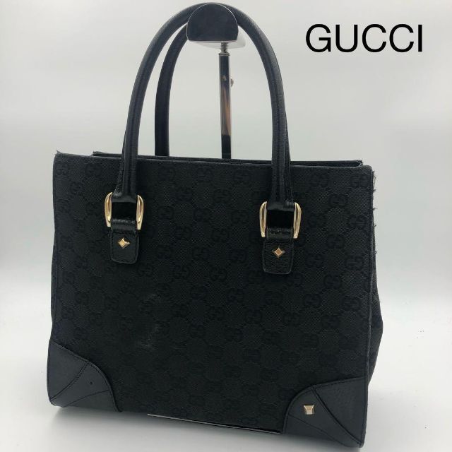 美品】GUCCI グッチ GG柄 スタッズ トートバッグ キャンバス レザー-